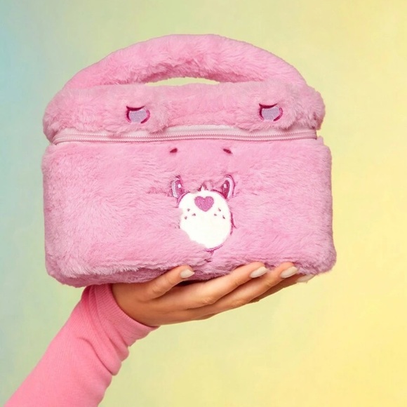 Care Bears Large Capacity Cute Pink Plush Care Cheer Bear Design Cosmetic Bag - Picture 4 of 5